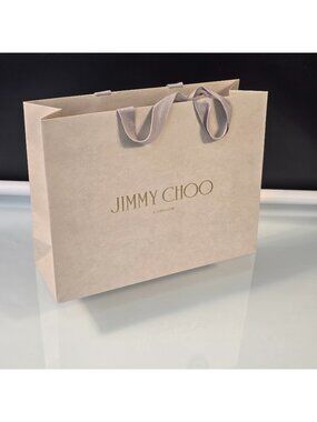Authentic Jimmy Choo Paper Shopping Bag Beige 11"x 14."x 4.7"